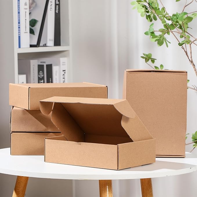 Qilery 200 Pcs Shipping Boxes Cardboard Gift Corrugated Cardboard Brown Boxes Mailer Packaging for Mailing Small Business Present (9 x 6 x 2 Inch)