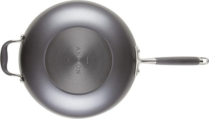 Anolon Advanced Home Hard Anodized Nonstick Pan, Stir Fry w/Helper Handle (12"), Moonstone