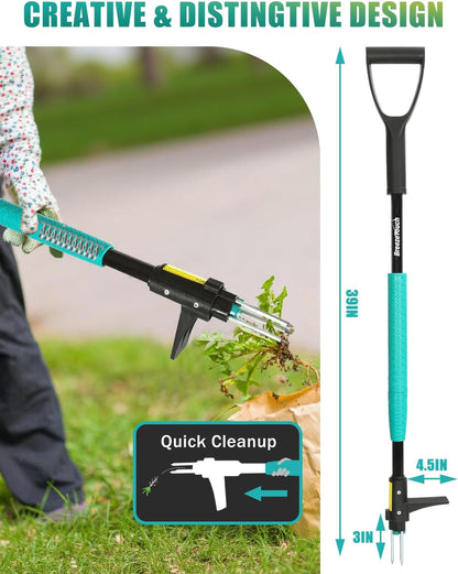 Breeze Touch 39" Weed Pulling Tool, 3-Claw Detachable Weed Puller Tool with Long Handle, Heavy Duty Stand Up Weeder Weeding Tool for Lawn, Yard, Garden, Crabgrass, Dandelion Picker, Weed Remover