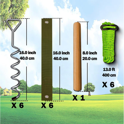 Heavy Duty Tree Stakes and Supports - 16" Spiral Metal Tree Stakes Kit - Reflective Nylon Rope - Thickened Straps - Quick Installation Stick - Chrome Finish