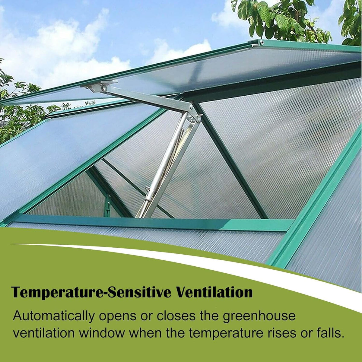 2PCS Auto Roof Vent Opener Automatic Greenhouse Window Opener for Ventilation Solar Heat Sensitive Auto Vent Kit Agriculture Gardening Tools Automatic Greenhouses Supplies (Single Spring Lifts 15 Lbs)