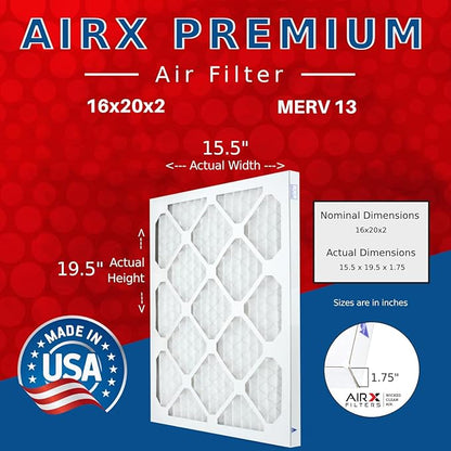 AIRX FILTERS WICKED CLEAN AIR 16x20x2 Air Filter MERV 13 Electrostatic Pleated HVAC AC Furnace Filter 6 Pack