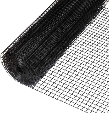 Fencer Wire Hardware Cloth with 1-Inch Grid, 16 Gauge Black Vinyl Coated Welded Fence Mesh Roll for Home and Garden Fence and Pet Enclosures Protect (24 Inch x 50 ft.)