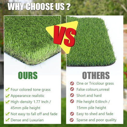 Petgrow Luxurious Artificial Grass Realistic Turf 10 X 41 Feet,1.57 Inch Pile Height Ultrathick Indoor/Outdoor Dog Fake Faux Grass,Synthetic Grass Rug Garden Landscape Patio,Drainage Holes