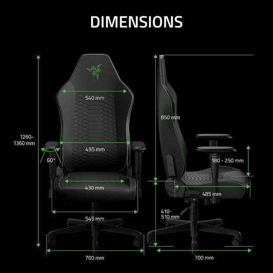 Razer Iskur V2 X NewGen Ergonomic Gaming Chair, Black/Green | Gen-2 EPU Leather with CoolTouch, Lumbar Support, Ultra-Wide Base, Foam Cushions, Adjustable 152 Degree Recline, 2D Armrests