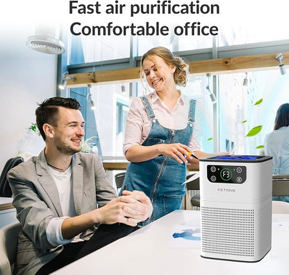 Air Purifiers for Bedroom Home, FETIONS Air Cleaner with Fragrance Sponge Sleep Mode 3-in-1 Filtration System, Compact with H13 HEPA Filter for Pet Dander Pollen Smoke Dust Odor,White,2 Pack