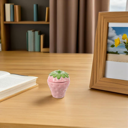 Candle Holder Candle Jar DIY Ceramic Pink Strawberry Shaped Empty Refillable Wax Cup Easy to Clean Aromatherapy for Home and Parties Table Centerpiece