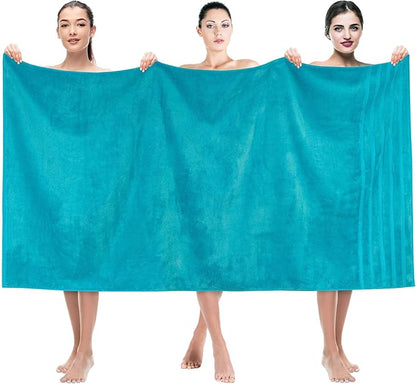 American Soft Linen 35x70 Jumbo Large Bath Towels, 600 GSM 100% Cotton Turkish Bath Sheet, Oversized Luxury Bath Towels for Bathroom Beach and Pool, Aqua Blue