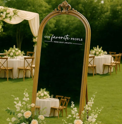 Our Favorite People Vinyl Decal, Find Your Seat Vinyl Decal, Wedding Sign Decal, Seating Chart Sticker, Our Favorite People Sticker, Wedding Removable Adhesive (White, Wide 17")