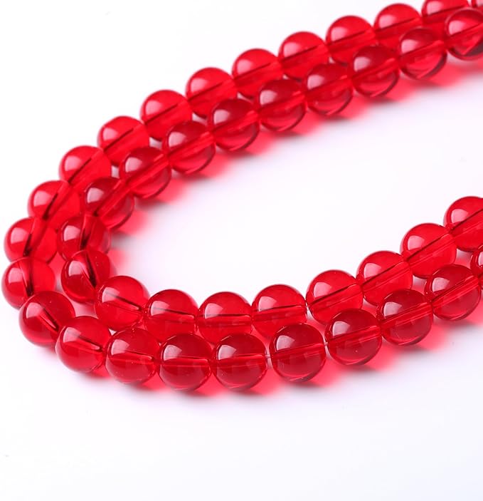 Red Glass Stone Beads Gemstone Round Crystal Energy Jade Beads Stone Beads for Jewelry Making DIY Bracelet Necklace Jewelry Making 1 Strand 15.5inch 60PCS 6MM