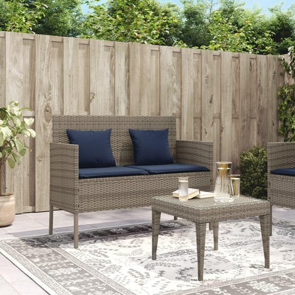 Gray Patio Bench with Storage, PE Rattan Outdoor Storage Bench with Cushions and Waterproof Bag, Garden Seat for Cushions and Towels