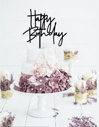 DIY Happy birthday Cake Topper Black Acrylic