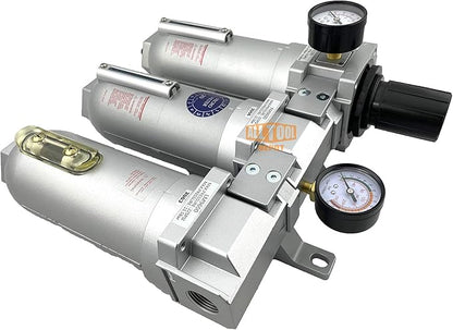 3/4" NPT SUPER DUTY Industrial Grade Filter Regulator Coalescing Desiccant Dryer System For Compressed Air Lines, Metal Bowls, Great For Paint Spray And Plasma Cutter (AUTO DRAIN)