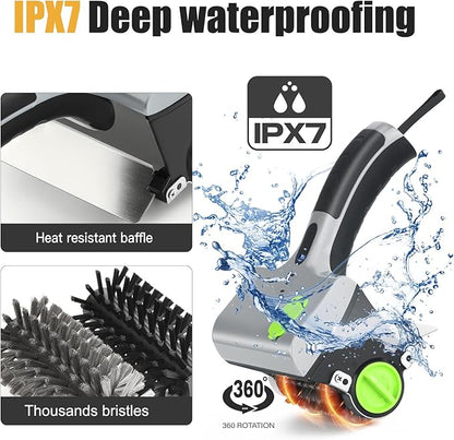 Wireless Electric steam Grill Brush and Scraper for Barbecue Outdoor Indoor Grill,Cordless Handheld steam Grill Cleaner, Unique Tool for Stove, Oven,Charbroil Chimney(Grey)