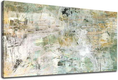 NINEASO Brown Green Abstract Wall Art - Unearthed World Abstract Canvas Pictures for Wall Decor Modern Abstract Canvas Painting Artwork for Living Room Bedroom Home Office Wall Decorations 24" x 48"
