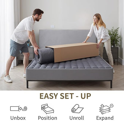 King Size Mattress 12 Inch, King Mattress in a Box, Hybrid Gel Memory Foam Medium Firm Feel Individual Pocket Springs Matress, Breathable Fabric, Strong Edge Support, Fiberglass Free