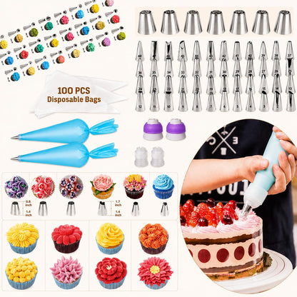 Cake Decorating Kits 567 PCS Baking Set with Springform Pans Set, Rotating Turntable, Decorating Tools, Cake Baking Supplies for Beginners and Cake Lovers (567 PCS Cake Decorating Kits)