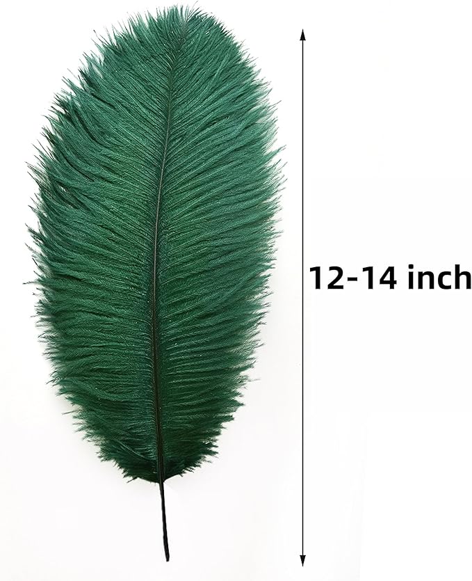 Ballinger Blackish Green Ostrich Feathers Bulk- 24pcs 12-14inch Big Feathers for Wedding Party Centerpieces Christmas Decor