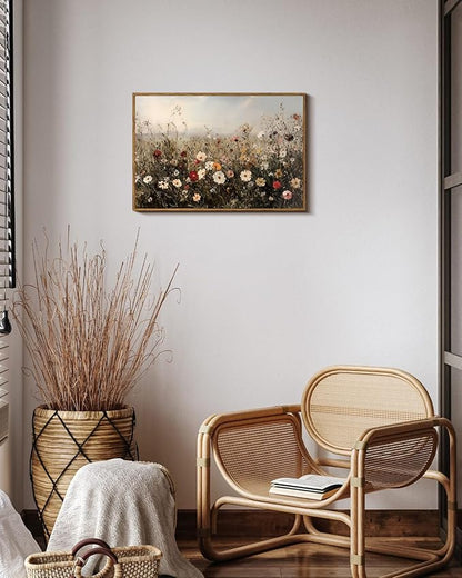 InSimSea Framed Wall Art for Living Room Retro Flower Canvas Art Wall Decor Bedroom Artwork Farmhouse Oil Paintings Pictures Prints Rustic Gallery Boho Vintage Floral Botanical Office 16x24In