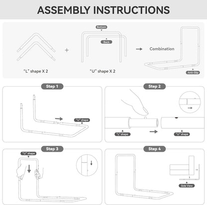 WOWMAX L-Shaped Metal Support Frame for Our Boho Floor Sofa, Freestanding Sofa Bracket Accessory, Easy Assembly, Sturdy Back Support, Sofa Not Included