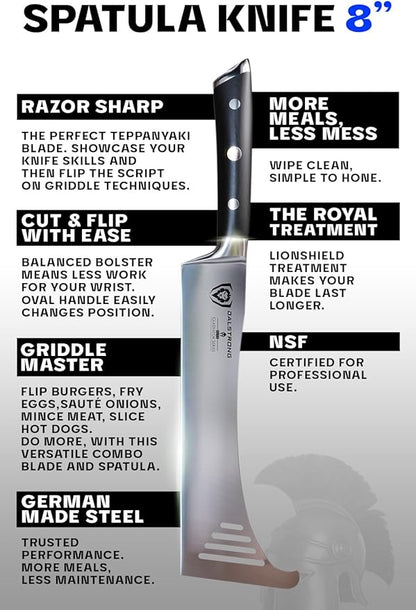 Dalstrong Spatula Knife Hybrid Utensil - 8 inch - Gladiator Series Elite - High Carbon German Steel Kitchen Knife - G10 Handle - Multi-Purpose - BBQ, Chop, Slice, Grill, Flip - Sheath - NSF Certified