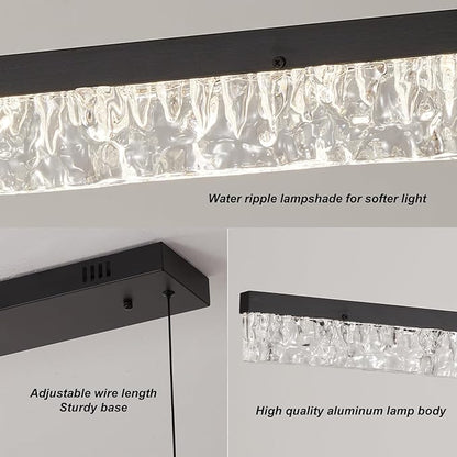 Modern Led Pendant Light, Dimmable Crystals Led Chandelier for Dining Room Light Fixture Over Table Creative Vertical Pendant Light for Kitchen Island, Dining Room, Bedroom(49.6IN)