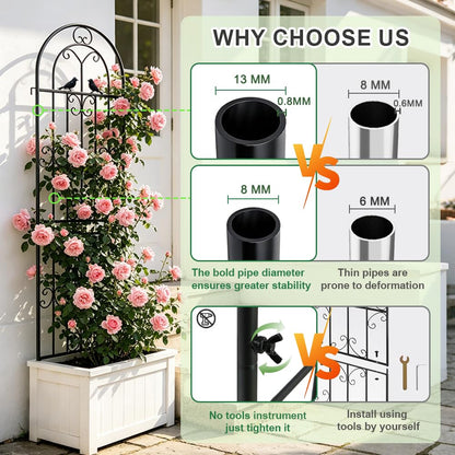 2 Pack 86.7" H x 19.7" W Metal Garden Trellis for Climbing Plants Outdoor, Black Lattice Panel, Sturdy Plant Support for Roses, Vines, Cucumbers & Vegetables