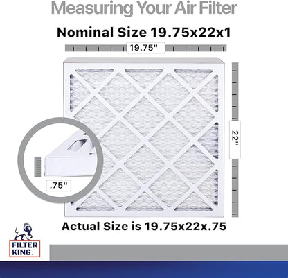 Filter King 19.75x22x1 Air Filter | 4-PACK | Carbon MERV 8 HVAC Pleated A/C Furnace Filters | MADE IN USA | Actual Size: 19.75 x 22 x .75"