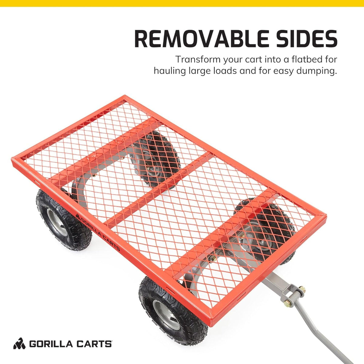 Gorilla Carts 800-Pound Capacity Heavy Duty Steel Mesh Versatile Utility Garden Wagon with Easy Grip Handle for Outdoor Hauling, Red, Model GOR800-COM