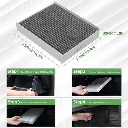 CF12150 Cabin Air Filter With Activated Carbon Compatible with 2015 2016 2017 2018 2019 2020 2021 2022 F150 Accessories 2017-2022 F250 F350 Super Duty Expedition Lincoln Navigator Air Filters (2Pack)