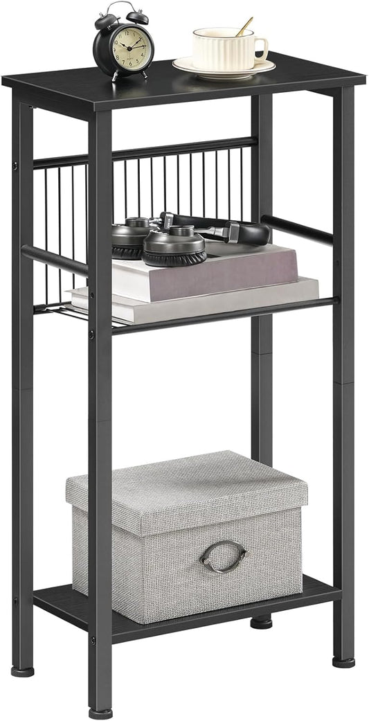 HOOBRO 15.7" Narrow Console Table for Small Space, 3 Tier Entryway Table with Adjustable Shelf, Behind Couch Table, Sofa Table, for Entryway, Hallway, Living Room, Black BB41XG01