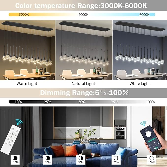 16 Lights Modern Glam Crystal Chandelier for High Ceiling LED Dimmable Pendant Light for Staircase Foyer Enterway Living Room Chandelier Lighting Black
