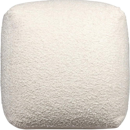HomeRoots 18" Ivory Polyester Cube Outdoor Pouf Ottoman