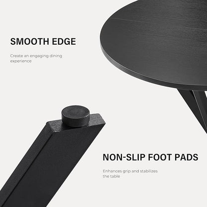 Unovivy 31.5" Black Small Round Dining Table for 2-4, Space Saving Circle Kitchen Dinner Table, Mid Century Modern Dining Room Desk for Kitchen, Apartment