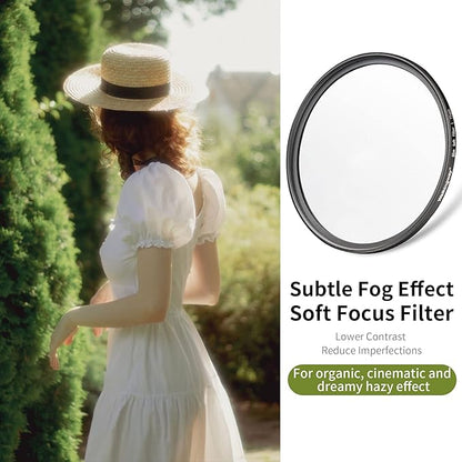 Walking Way 62MM White Mist Diffusion Filter - Subtler Soft Focus Circular Lens Filter - Dreamy Fog Effect Softening Camera Diffuser for Digital DSLR Camera (Light-Soft 1, 62MM)
