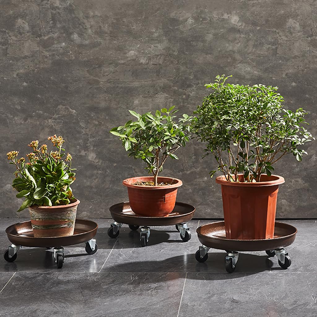 2 Pack 16" Heavy Duty Plant Dolly with Wheels, 320lbs Metal Rolling Plant Stand with Casters, Round Wheeled Planter Caddy Roller Base Carry Potted Tree Flower Pot for Indoor Outdoor Garden, Bronze