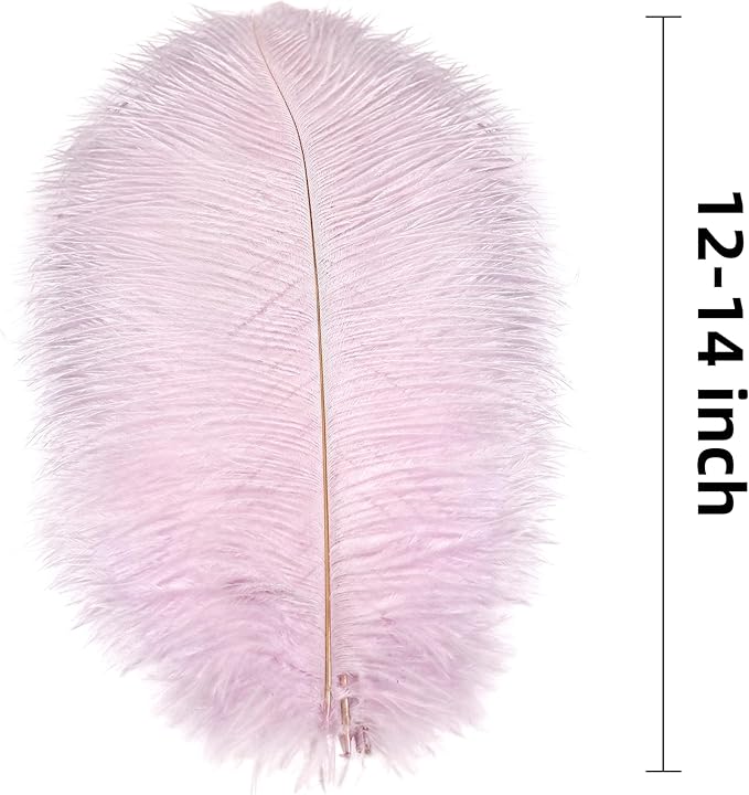 Ballinger Lavender Ostrich Feathers Bulk - 24Pcs 12-14inch Light Purple Feathers for Party Centerpieces, Flower Arrangement and Home Decor