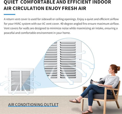 14x6 Vent Cover(Duct Opening Size),Air Return Vent Cover,Flat Vent Cover,Rejillas De Aire Acondicionado para Casa, Return Air Grilles,Outer Dimensions:15.75"W x 7.75"H(14"W x 6"H, Duct Opening)
