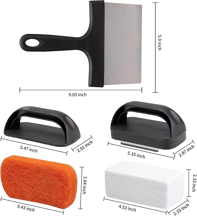 Griddle Cleaning Kit for Blackstone Accessories,Flat Top Grill Cleaning Kit Tools for Outdoor,Griddle Cleaner Brush Set with Grill Stone Cleaning Brick, Griddle Scraper&Scouring Pads