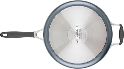 Circulon A1 Series with ScratchDefense Technology Nonstick Induction Sauté Pan with Helper Handle and Lid, 5 Quart, Graphite