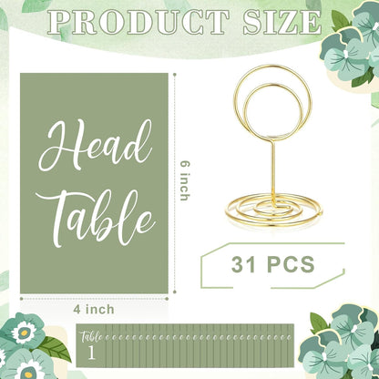 Table Numbers Cards 1-30 Wedding Table Numbers with Holder Table Number Stands Bulk Wedding Table Signs Sage Green with Head Table Card for Bridal Shower Wedding Anniversary Birthday (Sage Green)