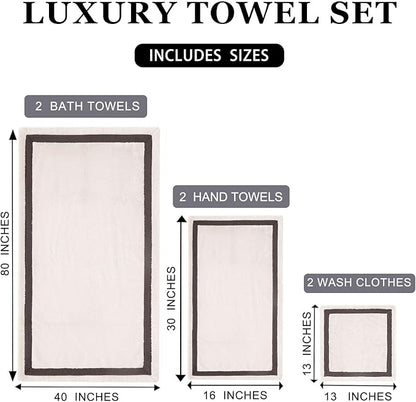 Bath Towel Set,Premium Microfiber Bathroom Towel-2 Extra Large Bath Sheets,2 Hand,2 Washcloths,Super Soft Highly Absorbent Luxury Shower Towels(Cream, 6Piece)