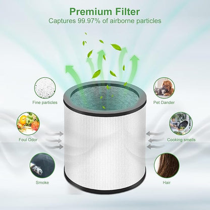 2 Pack Upgraded TP01 TP02 Replacement Filter Compatible with Dyson Pure Cool Link TP01, TP02, TP03, BP01, AM11 Tower, 360° True Filter, Compare to Part # 968126-03，Black