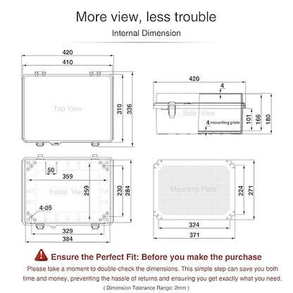 QILIPSU Waterproof Junction Box IP67 Outdoor Plastic Electrical Project Enclosure Weatherproof with Mounting Plate, Wall Brackets, Hinged Clear Cover 16.1"x12.2"x7.1" CC