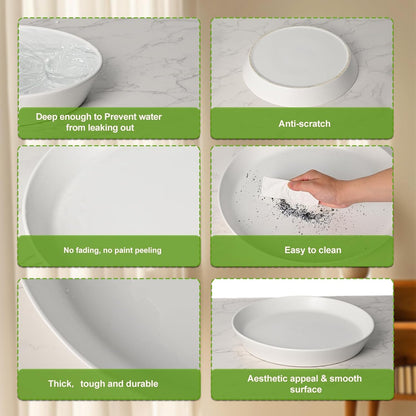 Plant Saucers 12 Inch (12.7 Inch) Plant Trays, Durable Round Glazed Ceramic Flower Plant Water Drip Tray for Pots Planter