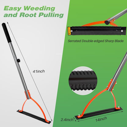 Walensee Weed Grass Cutter with Serrated Double-edged Sharp Blade Manual Grass Whip with 30 Inch Steel Handle Cut Overgrown Weeds Cutting Hand Tool Steel Sod Cutter for Garden, Yard, Field and Ditches