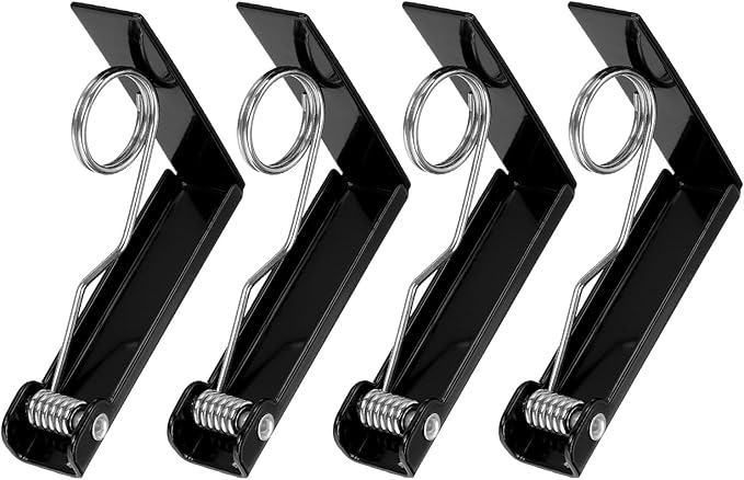 uxcell 4 Pack Tablecloth Clips, Stainless Steel Table Cloth Cover Clamps, 2.87" x 2.36" Windproof Holder Clips for Home Party Picnic Wedding Camping Dining Tables, Black