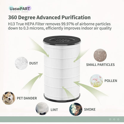 [UPGRADED] AP-T45 AP-T40FL Replacement Filter Compatible with 1461901 HoMedics Filter Replacement AP-T45 AP-T40 AP-T40WT AP-T45WT w/Premium H13 HEPA & High-Efficient Carbon, 1-Pack