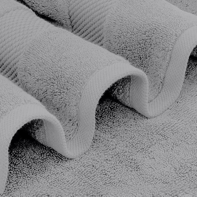 White Classic Luxury Bath Towels Set of 4 Large - 700 GSM Cotton Ultra Soft Bath Towels 27x54 | Highly Absorbent and Quick Dry | Hotel Towels for Bathroom Luxury, Plush Shower Towels, Dolphin Gray