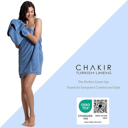 Chakir Turkish Linens | Hotel & Spa Quality 100% Cotton Premium Turkish Towels | Soft & Absorbent (4-Piece Bath Towels, Wedgewood)
